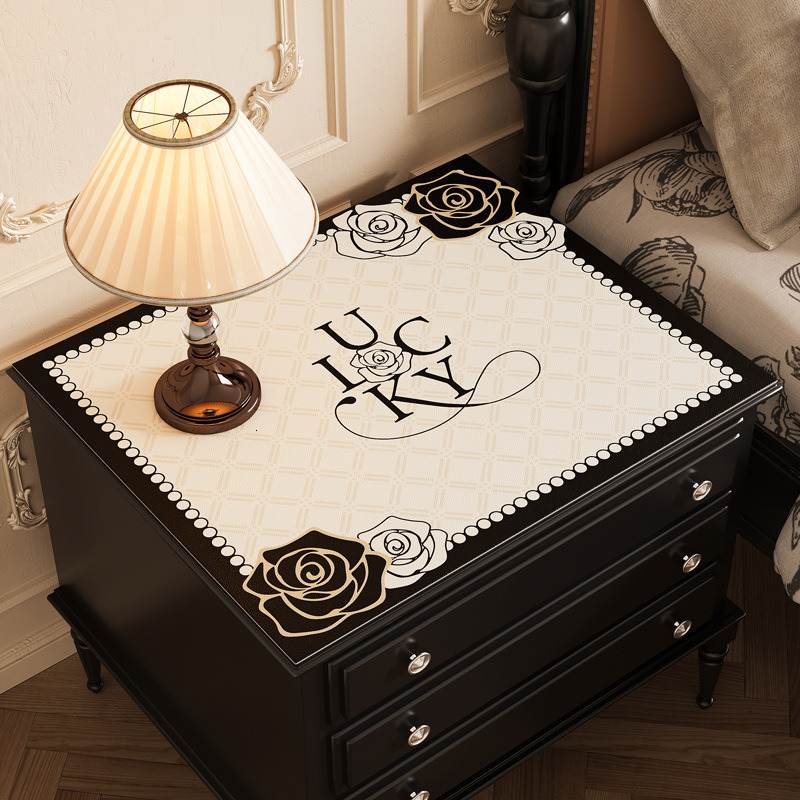 Leather Luxury High-end Bedside Table Protector Waterproof Dustproof Refrigerator Cover Washing Machine Mat ddmytues