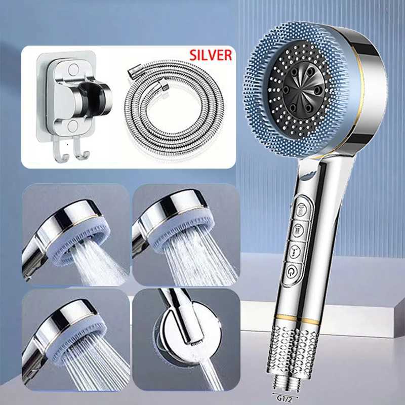 Water Massage Shower with One-Key Stop 4 Modes High Pressure Shower with Hose Large Outlet Spray Bathro Accessories Y251103