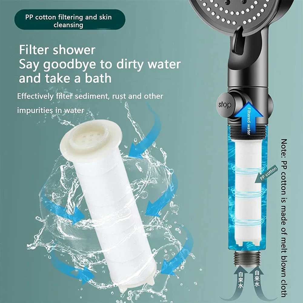 10 Spray One Touch Stop Filtered Shower HighPressure Handheld Water Saving Shower Fall Resistance Bath Shower Nozzle Y251103