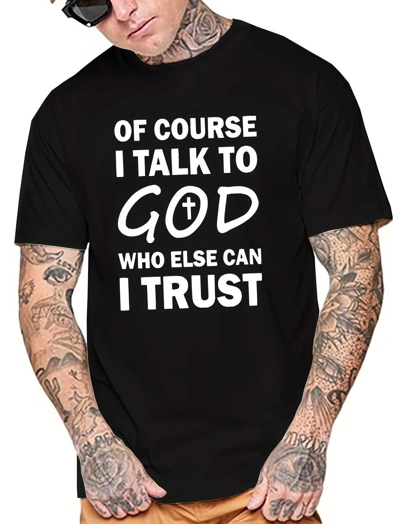 Talk to God Jesus T-shirt Printed T-shirt Mens 100% Cotton Casual Short Sleeve Summer Spring Autumn Oversized Top as a Gift W250402