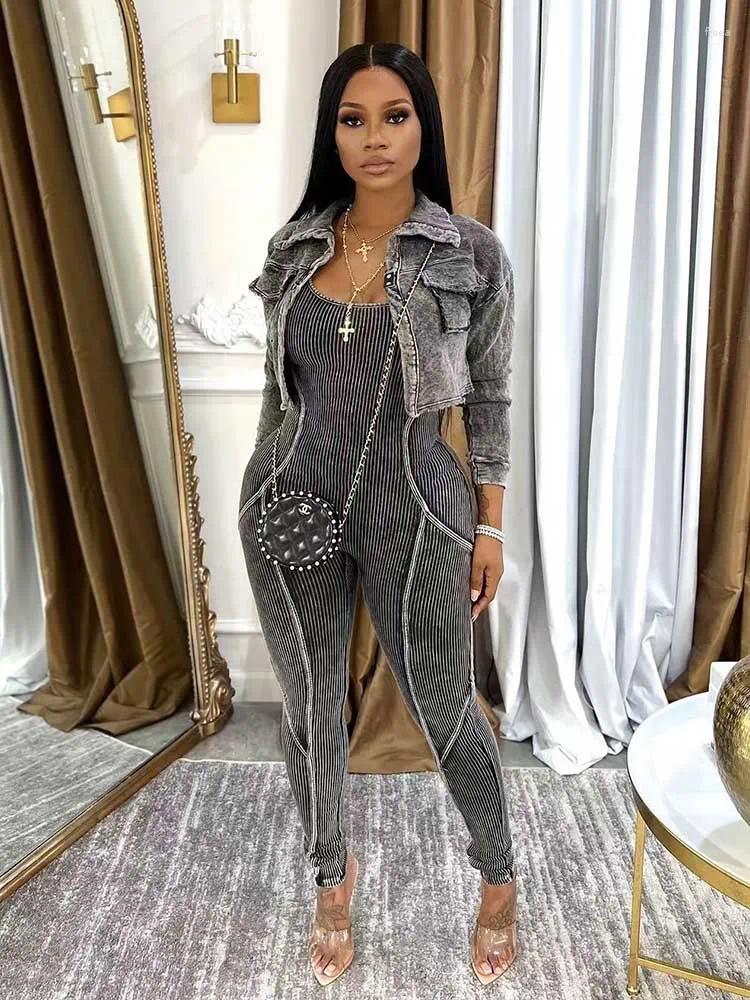 2 Pant Women's Elegant Ribbed Jumpsuit with Long Sleeve Jacket - Lightweight Casual Two Piece Pants Set Summer C260312