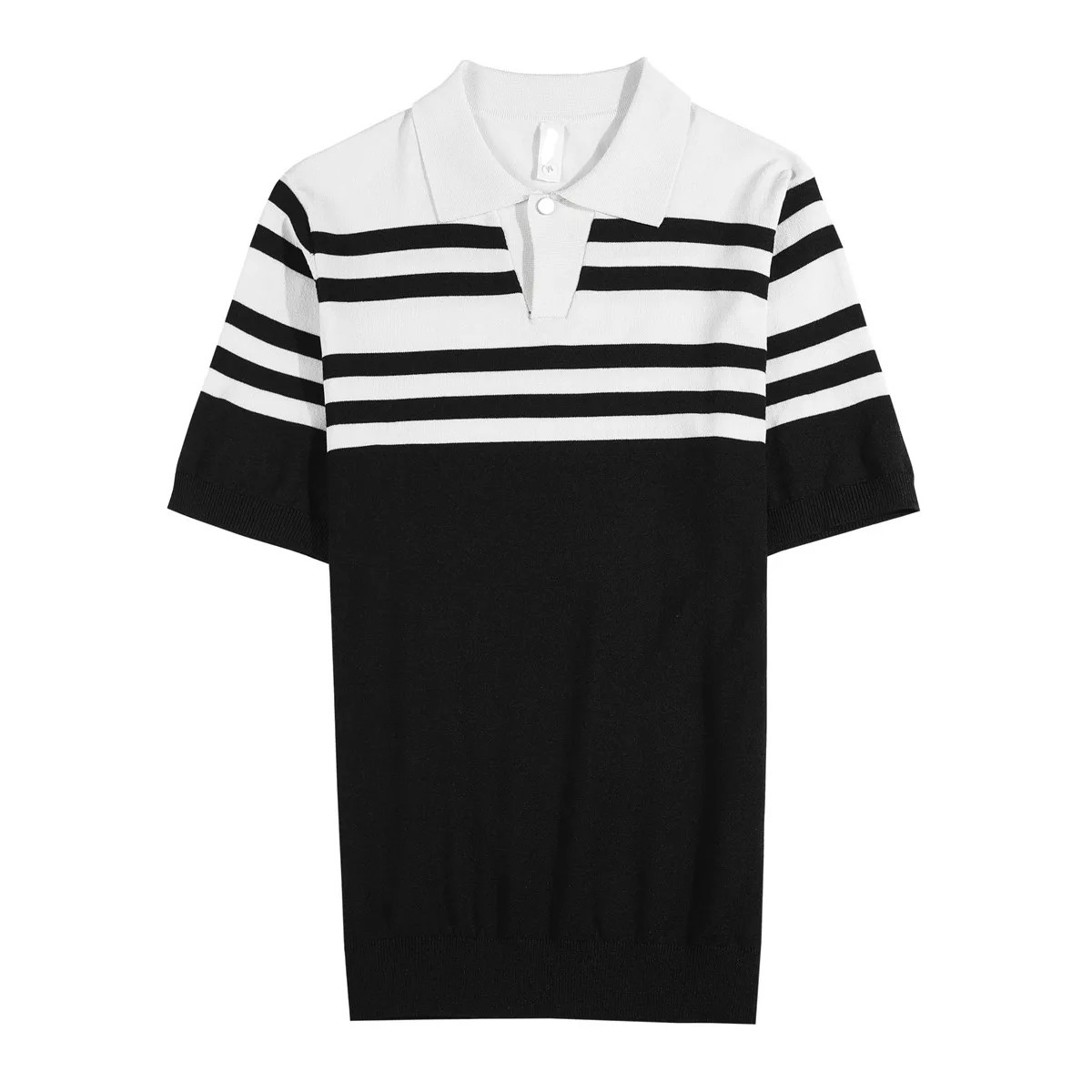 Mens polo shirt summer fashion patch work color short sleeved knitted mens casual polo shirt slim fit mens collar T-shirt 250402