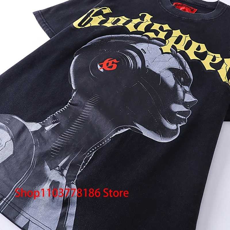 Godspeed T-shirt 2025 Summer New Robot Print Fashion Handsome Short Sleeve Men Women Casual All-match Tops Tees Sweatshirt X250403