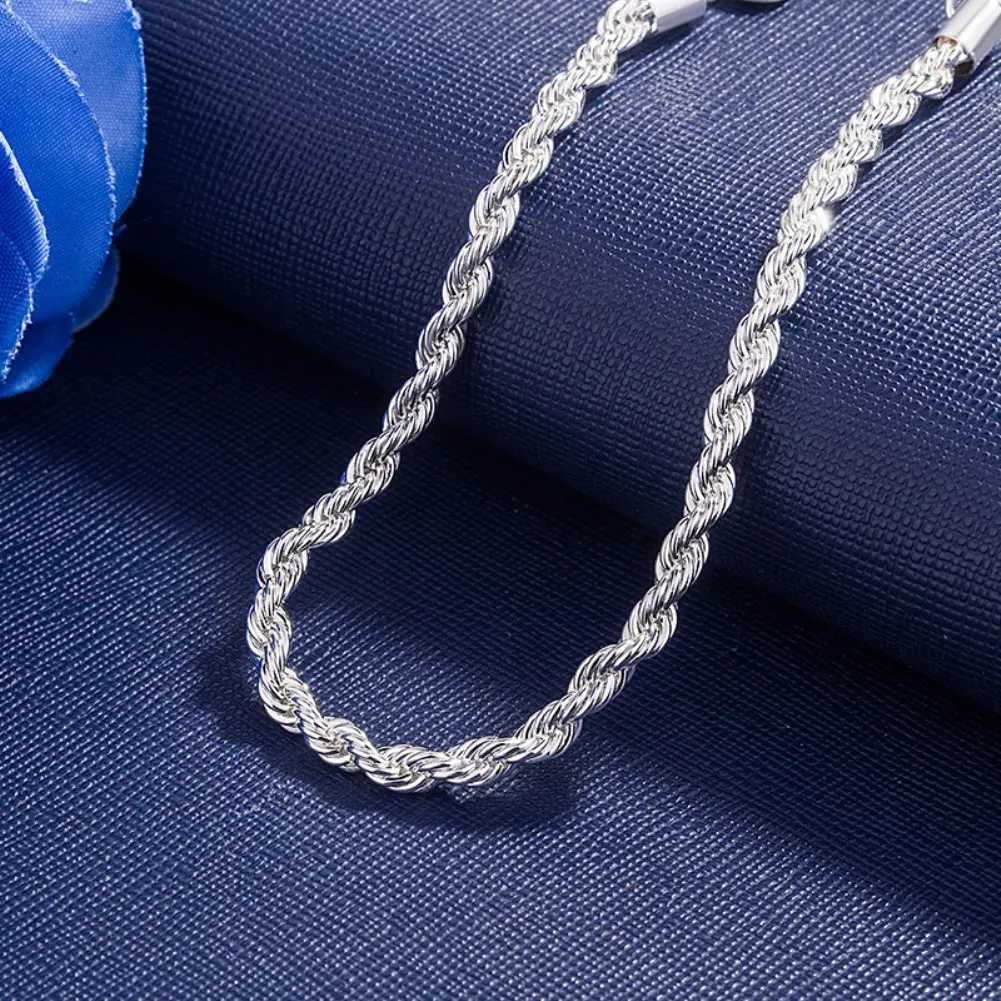 Hot Charm 4MM Twisted Rope Chain 925 Pure Silver Bracelet Mens Fashion Classic Jewelry Wedding Party Holiday Gift Y250329