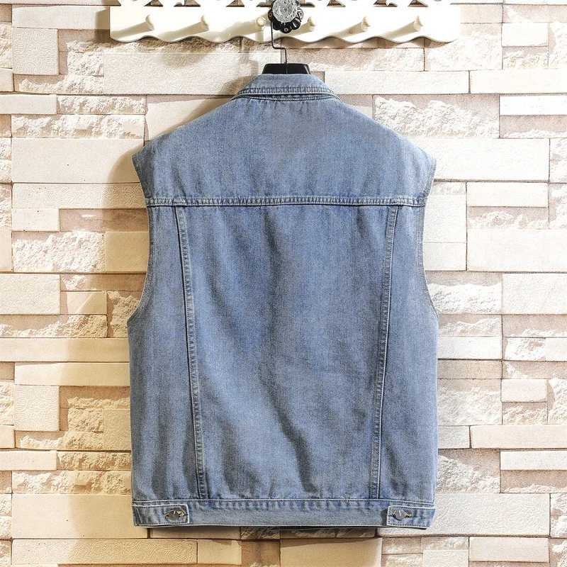 New Denim Vest Men Sleeveless Denim Jacket Casual Waistcoat Men Solid Color Jean Coat Male Streetwear Mens Clothing 2022 X250403