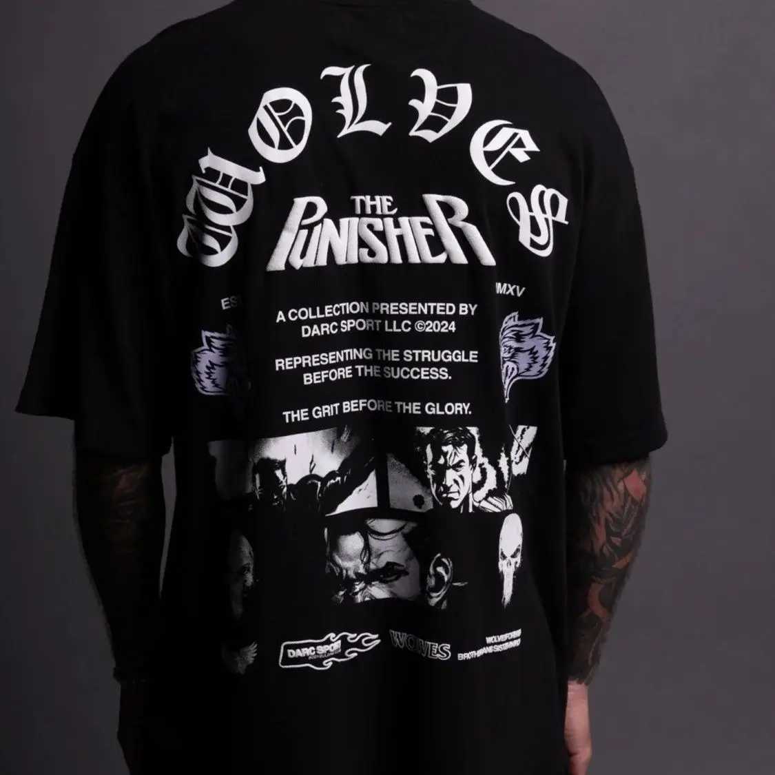 Wolf Head High Quality T-shirt Summer City Fitness Sport Loose casual crewneck Mens T-shirt Couple 100% cotton X2506131