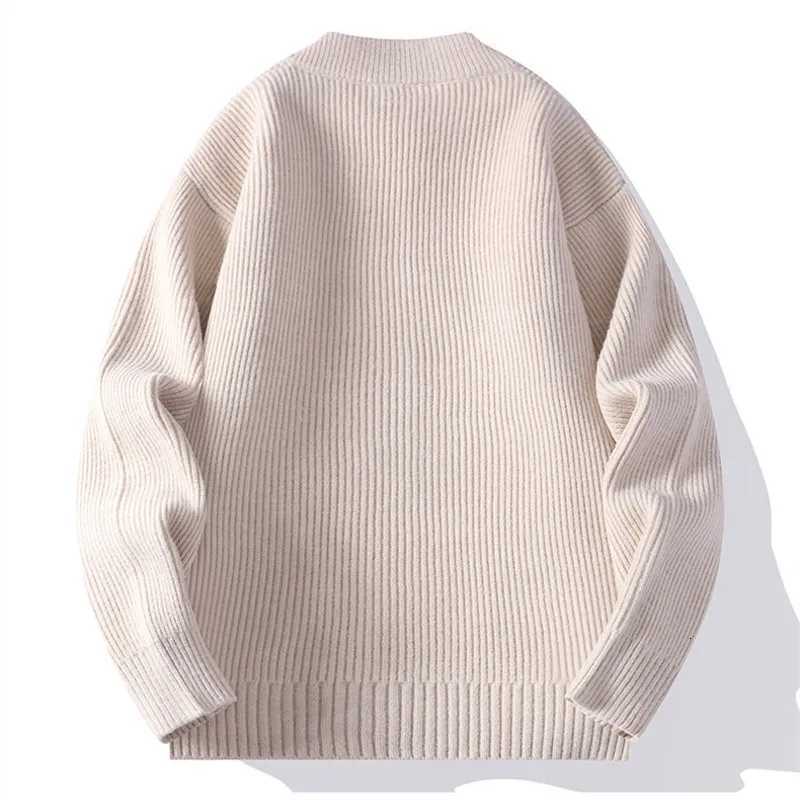 Autumn Winter Youthful Vitality Knit Sweatercoat Men Stand Collar Loose Casual Knitted Cardigan Mens Chic Casual Sweater JacketsT251103