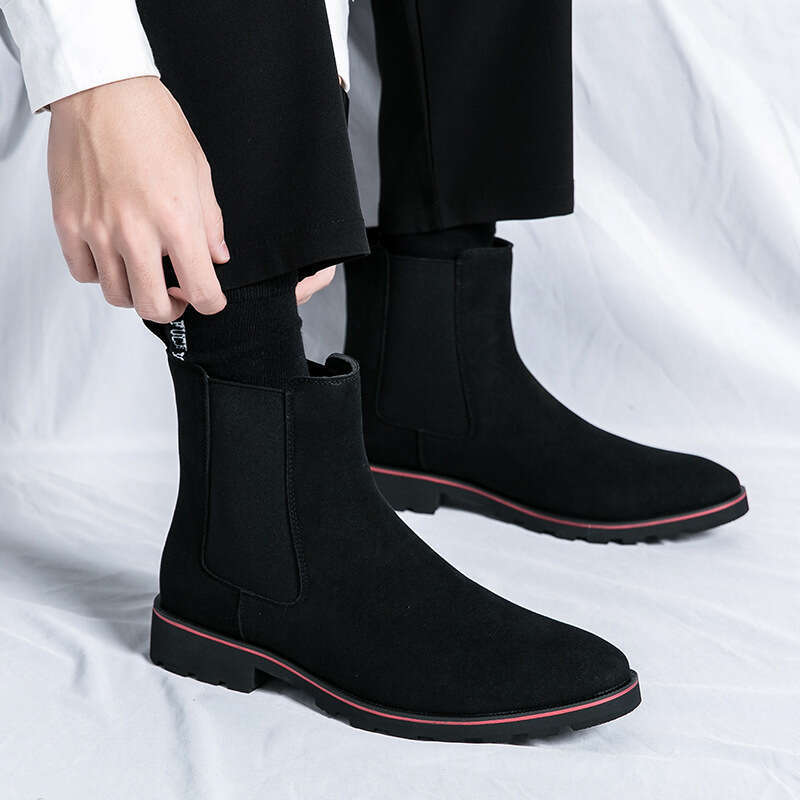 2024 Shoes Large Size New Chelsea Fashion Trend Boots Men's Leather