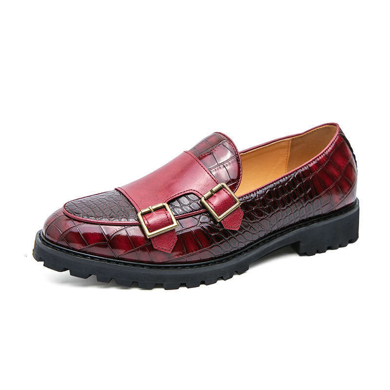 Spring New Round Headed Slippery Large Outdoor Flat Bottom Casual Leather Shoes, Youth Business Shoes