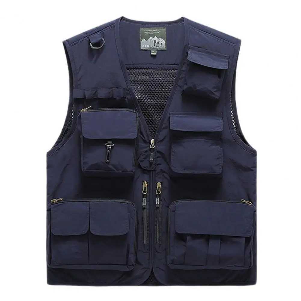 Summer New Men US Hiking Fishing Vest Mens Photographer Waistcoat Mesh Cargo Sleeveless Jacket Tool Vest X250403
