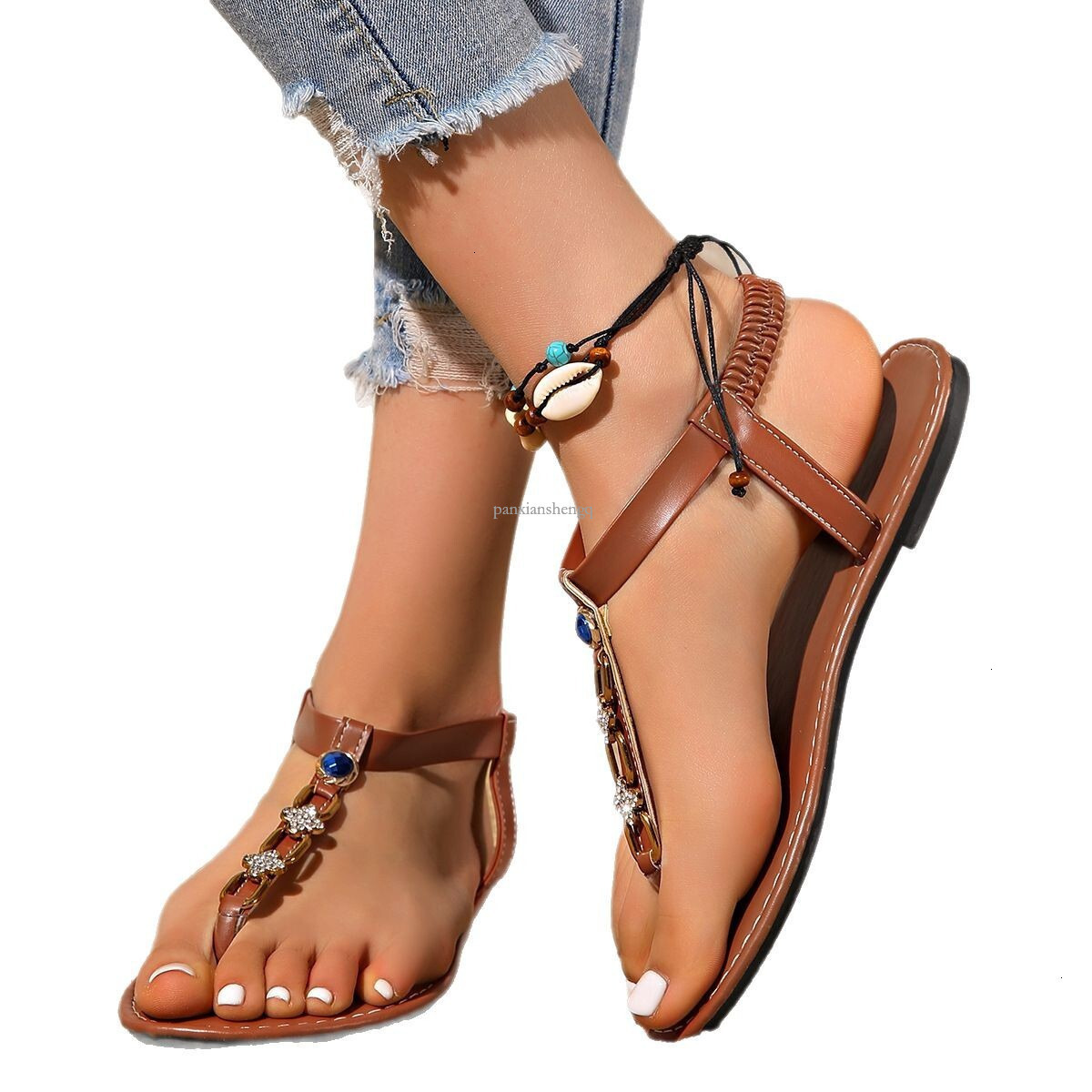 Diamond Sandals Women s Summer Fashion Designer For 2025 Multifunctional Outdoor Vacation Beach Shoes Flip Flops Soft Soled Flat Slippers