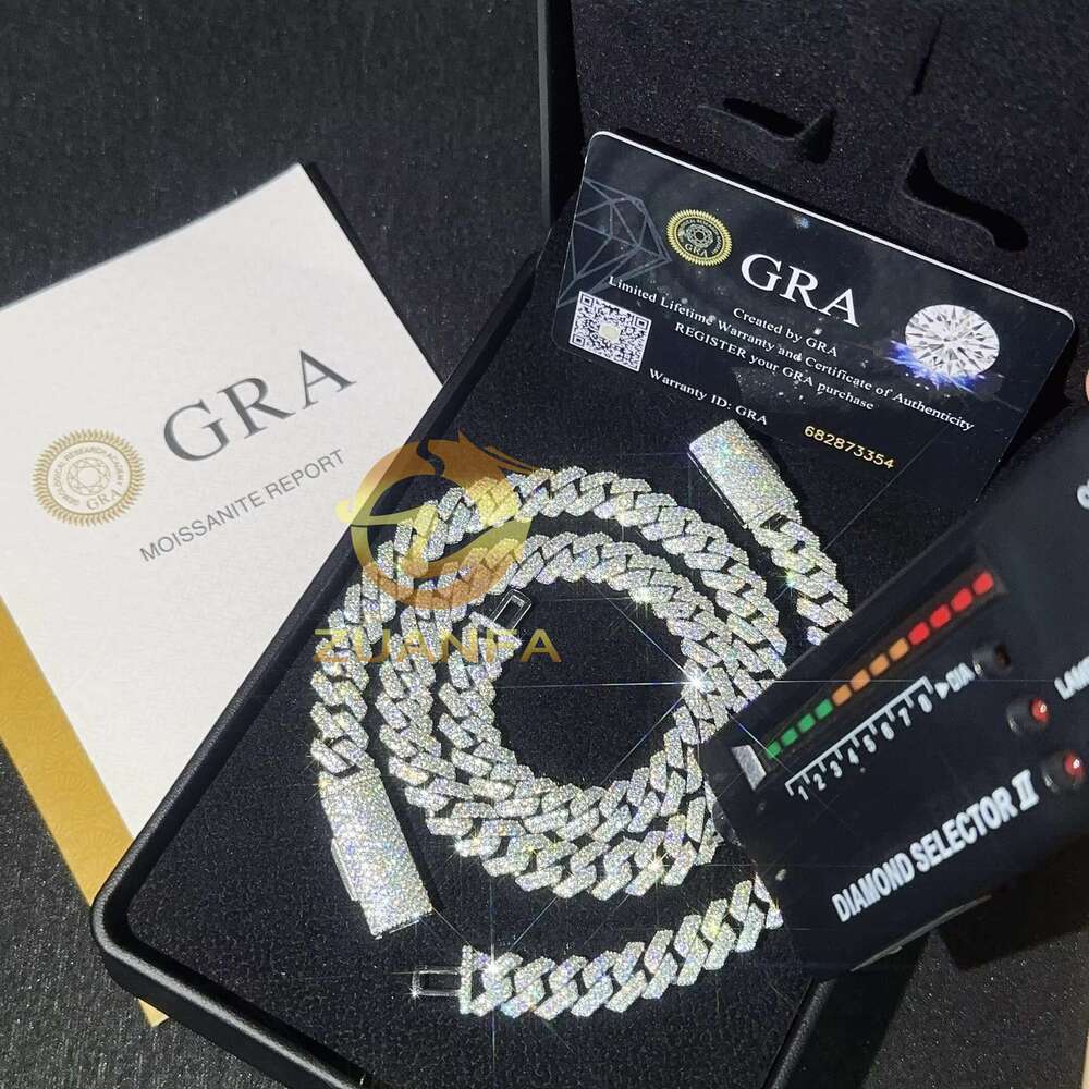 Fast Shipping Dia Hip Hop Jewelry 10mm Moissanite k Sier Iced Out Cuban Bracelet Chain