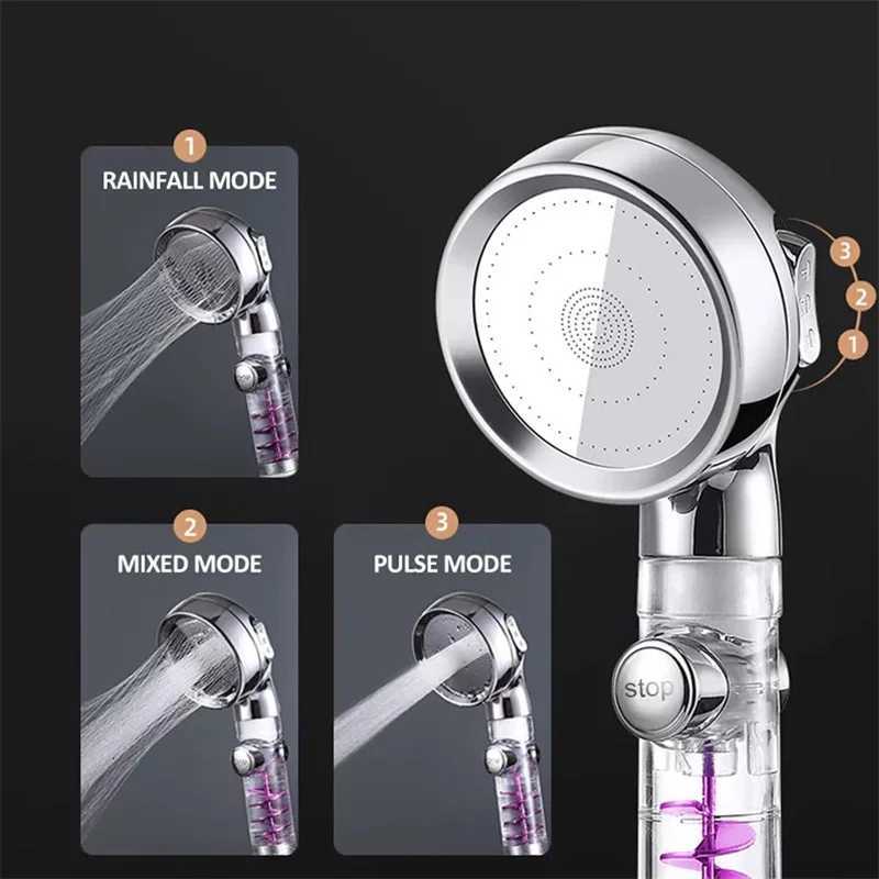 New 3 Modes Handheld Shower with Turbo Fan Eco Filter ONOff Pause Switch Water Saving High Pressure Shower Accessories Y251103
