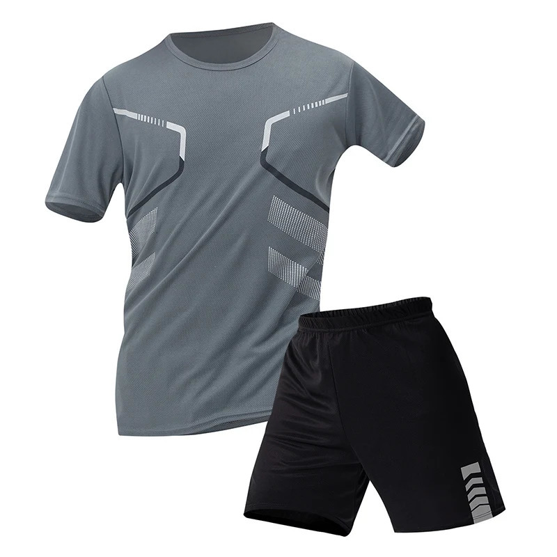 2/6 Pack Plus Size Mens Quick-drying Short-sleeved Shorts Suit Mens Leisure Sports Running Fitness T-shirt Joker Shorts Teen 250402