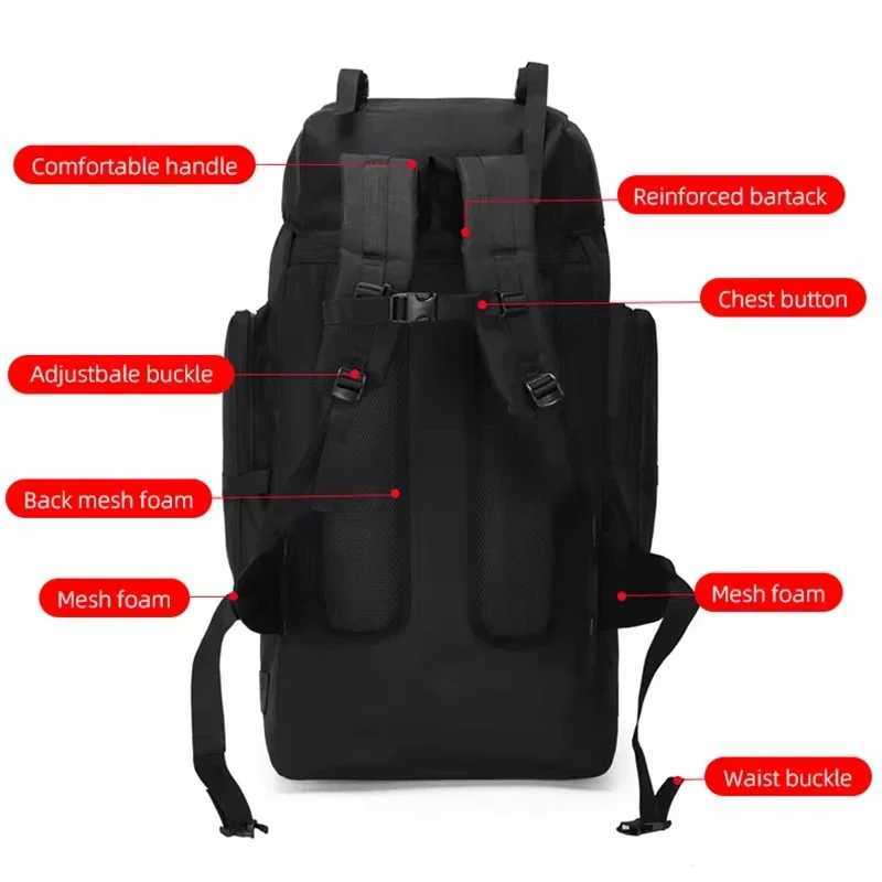130L Hiking Camping Backpack Travel Large Luggage Bag Men Trekking Outdoor Sports Pack Molle Trekking Rucksack for Men Big BagsC250402