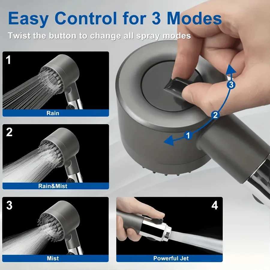 HighPressure Handheld Shower Sprayer with 3 Modes 360 Adjustable Detachable Shower Pause Button WaterSaving Design fo Y251103
