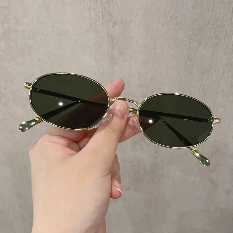 Y2K Retro Oval Sunglasses for Women Small Metal frame Trendy Shades Sun Glasses UV400 Eyewear Oculos De Sol 251103