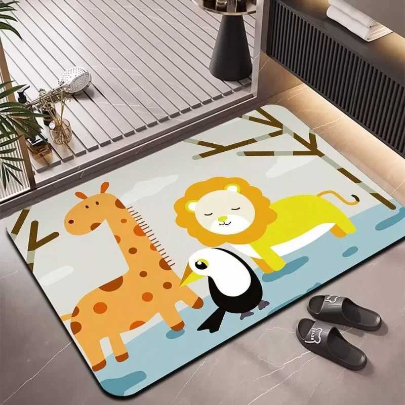 Diatom mud shower room toilet floor mat cartoon water absorption wear-resistant non-slip door mat foot mat C251103