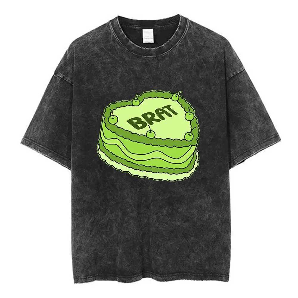 365 Party girl Brat Album Vintage Washed T Shirt Men Women Fashion Harajuku T-shirt Casual 100% Cotton Loose T-shirts X250403