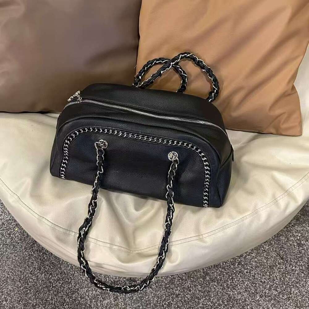 New Vintage Leather Fashion Chain Single Shoulder Underarm Handheld Bowling Bags