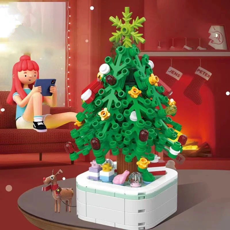Creative Christmas Tree Building Blocks Set Potted Plant Home Decor 211pcs DIY Bricks Toys for children Xmas Gifts 251028