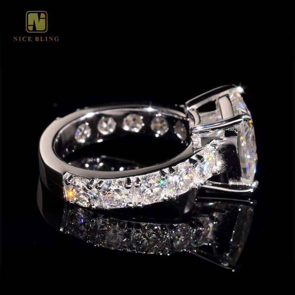 3 Cts Thick Band GRA Certificate 925 Silver Iced Out Princess Cutting Moissanite Diamond Engagement Wedding Band Solitaire Ring