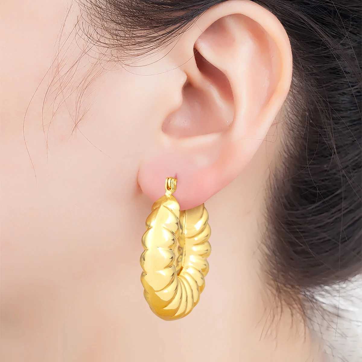 Nidin Geometric Copper Large Circular Ring Earrings Suitable for Women High Quality Personalized Design High Quality Jewelry Wholesale Accessories Y25