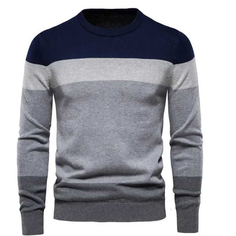 European and American Young Mens Casual Knitted Sweater New Autumn and Winter Style Striped Pullover Base LayerT251103