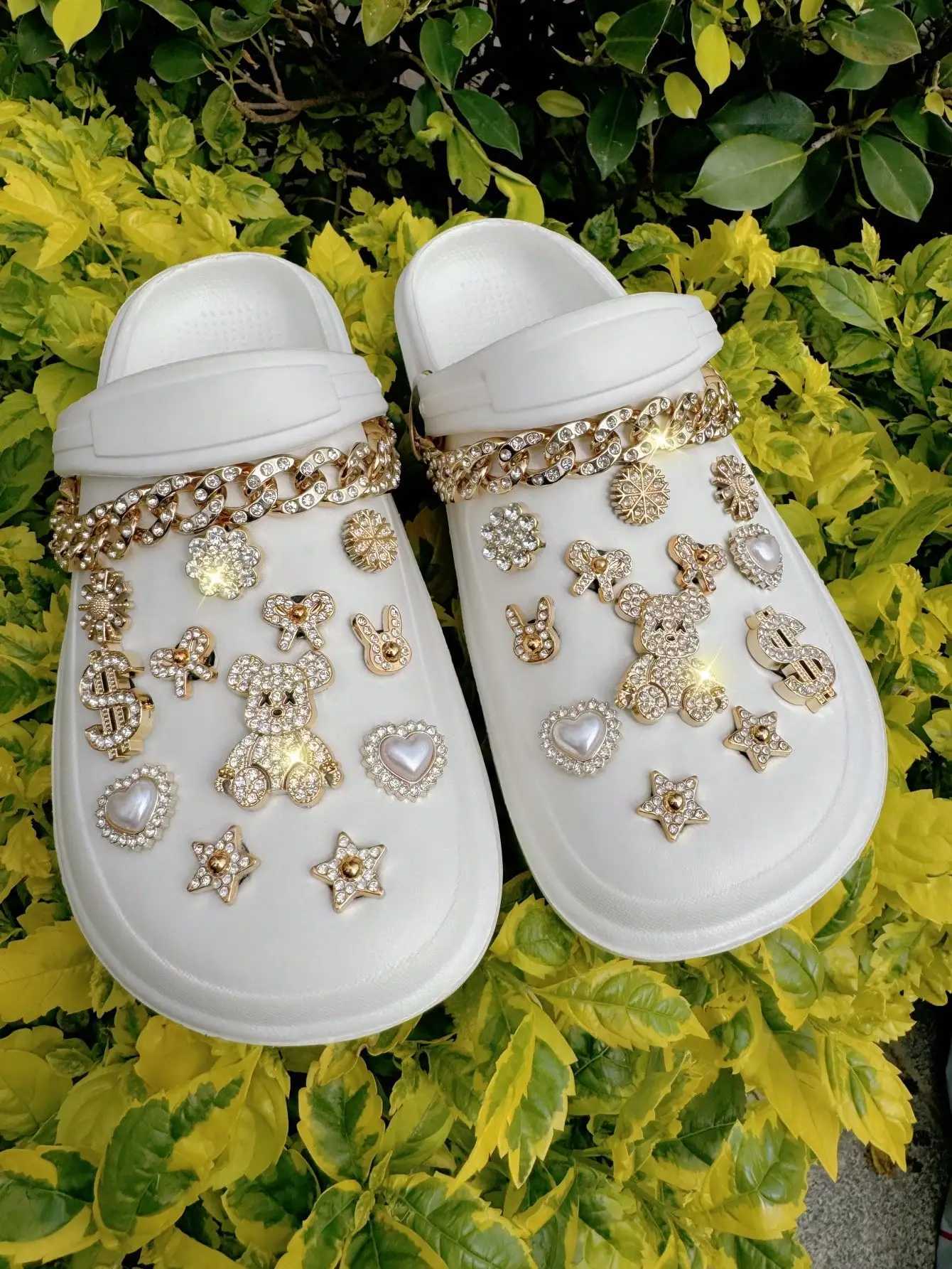 26 piece rhinestone bear chain heart shoe decoration set fashionable DIY shoe accessories suitable for sandals and chlorine ABS material Z250402