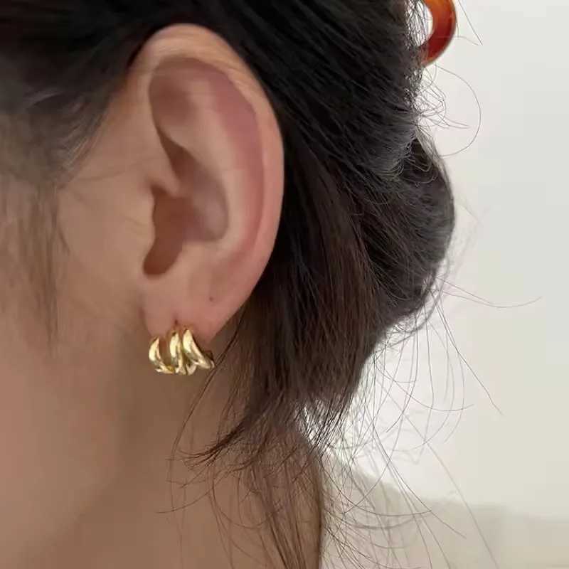 PANJBJ925 sterling silver retro gold cross line earrings suitable for womens fashion earrings jewelry allergy prevention party accessories Y250401