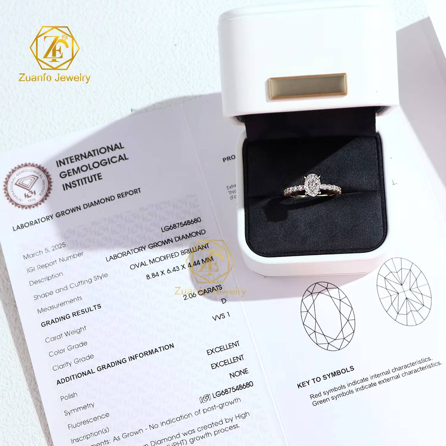 Wholesale IGI Certified HPHT CVD VVS Lab Grown Oval Diamond 3CT 4CT 5CT 14K 18K Solid Gold Jewelry Engagement Ring Women