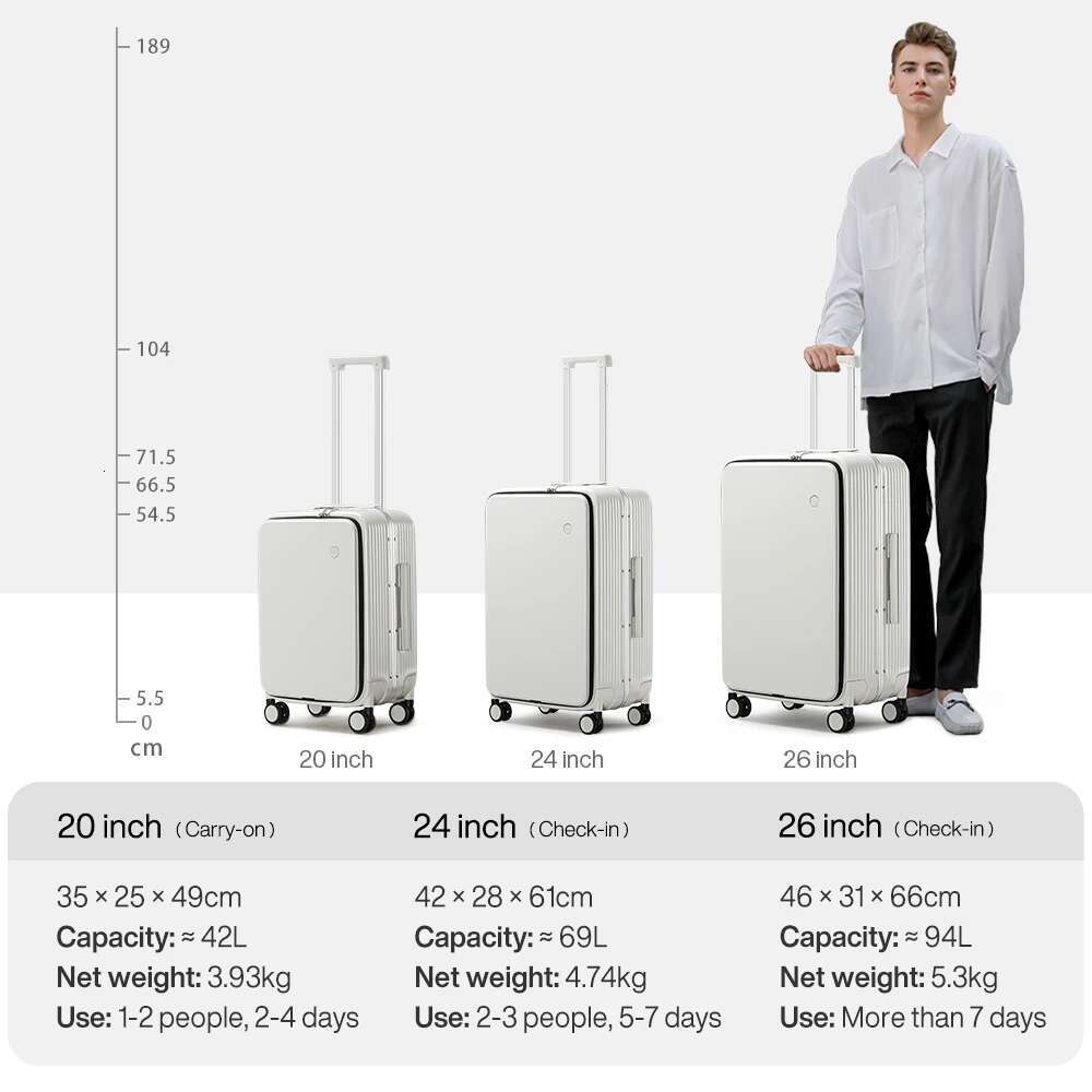 Mixi NEW Aluminum Frame Suitcase Carry On Rolg Lage with USB Port Boarding Cabin Cup and Phone Holder 20 24 Inch