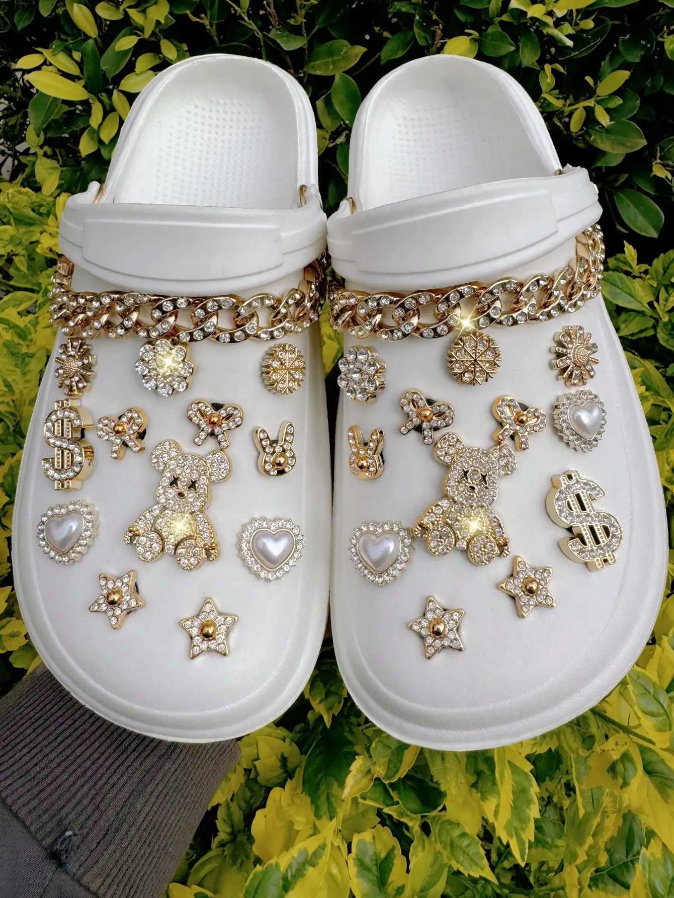 26 piece rhinestone bear chain heart shoe decoration set fashionable DIY shoe accessories suitable for sandals and chlorine ABS material Z250402