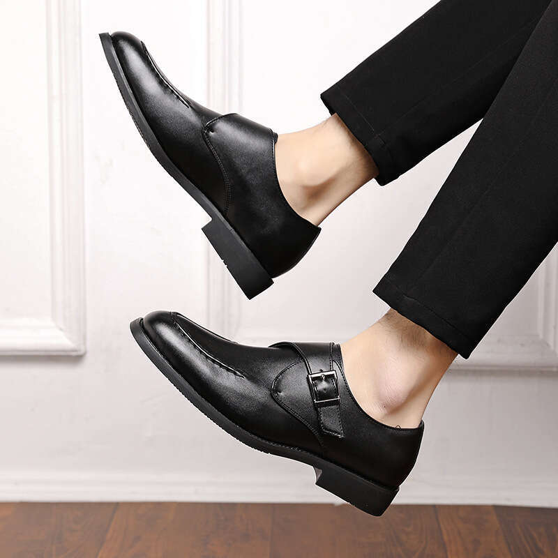 Spring low cut one foot lazy oversized men's round toe fashionable business shoes, outdoor small leather shoes