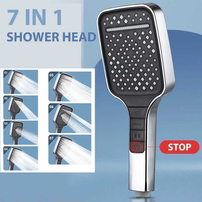 7 Modes Large Shower Adjustable One Key Stop Bathro Highpressure Watersaving Shower Mixer Nozzles Bathro Accessories Y251103