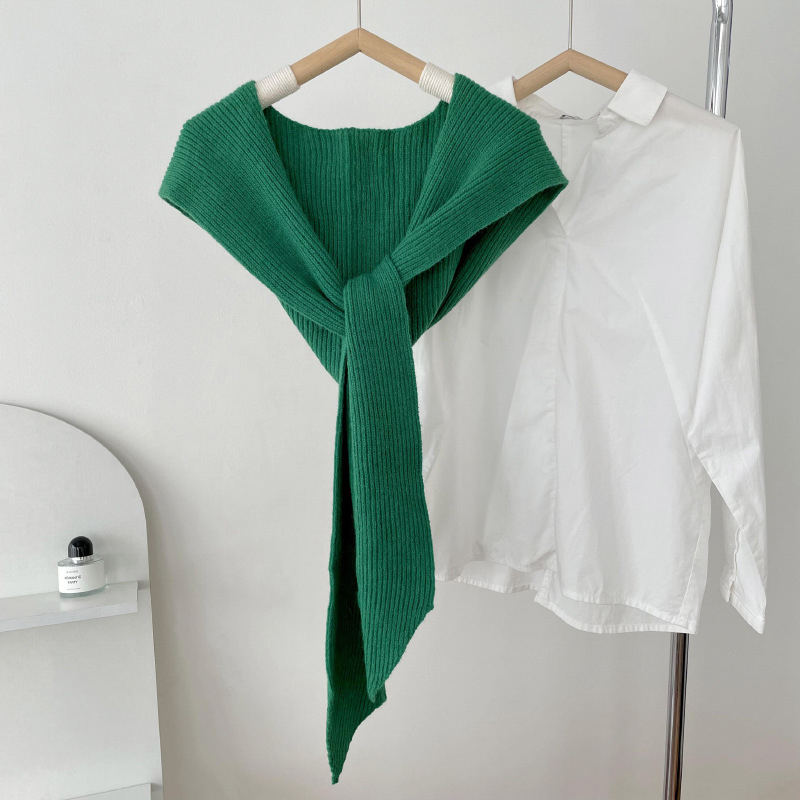 K1469 Korean style all-match solid color shawl for office air-conditioned room thin outer wear neck protection small waistcoat