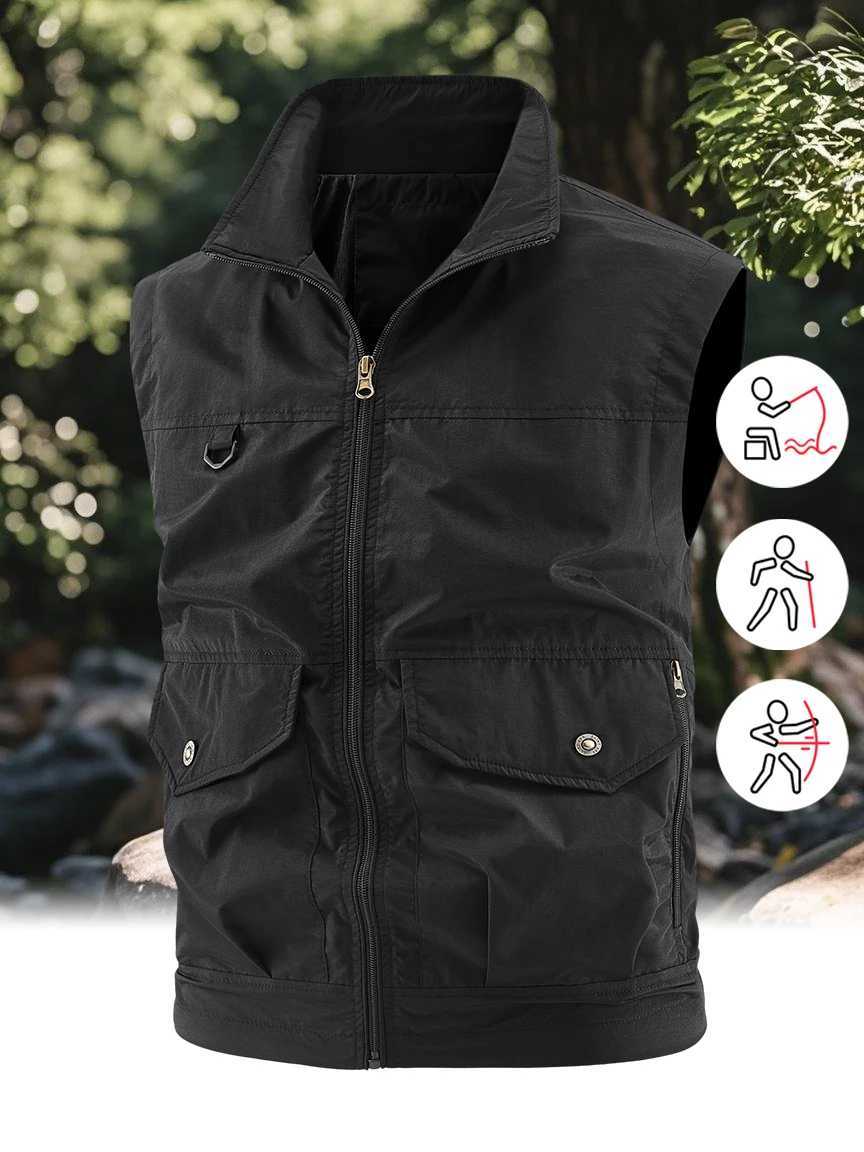 Mens Fishing Vest Travel Vest with Pockets Outdoor Work Photo Cargo Fly Summer Vest Hiking Camping Jacket Mesh Breathable M-6XL X250403