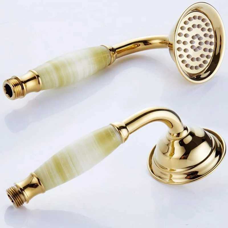 Rose Gold Shower Bathro Natural Jade Hand Shower Spray Gold Y251103