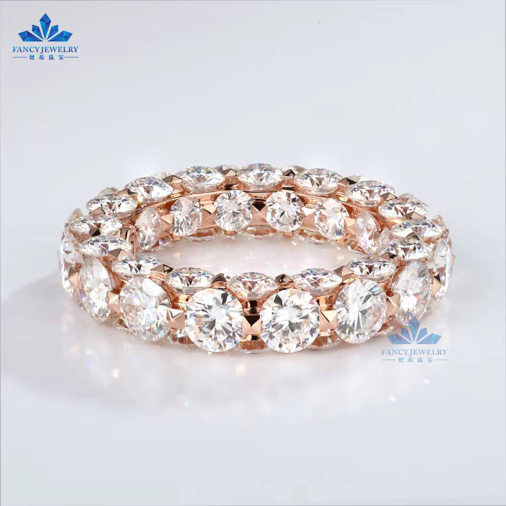 Luxury Jewelry 18K Sold Gold PT950 HPHT CVD Lab Grown Diamond Eternity Band Ring for Wedding Engagement Gift Women Men