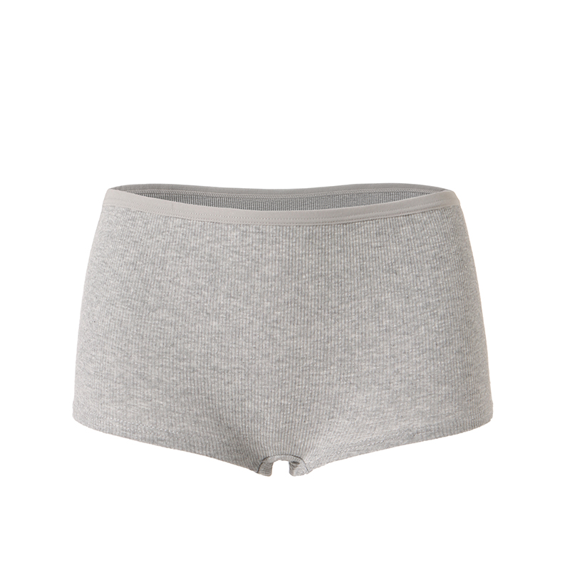 Women's Panties-Women's Ribbed Boyshort Panties - High Elasticity Breathable Antibacterial Skin-Friendly Underwear for Daily Home Sports (Mu