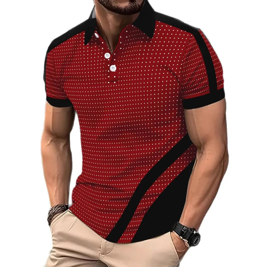 Summer Mens Casual Polo Shirt Business Casual Short Sleeve Top Fashion Contrast Color Flip Collar Polo Shirt 250402