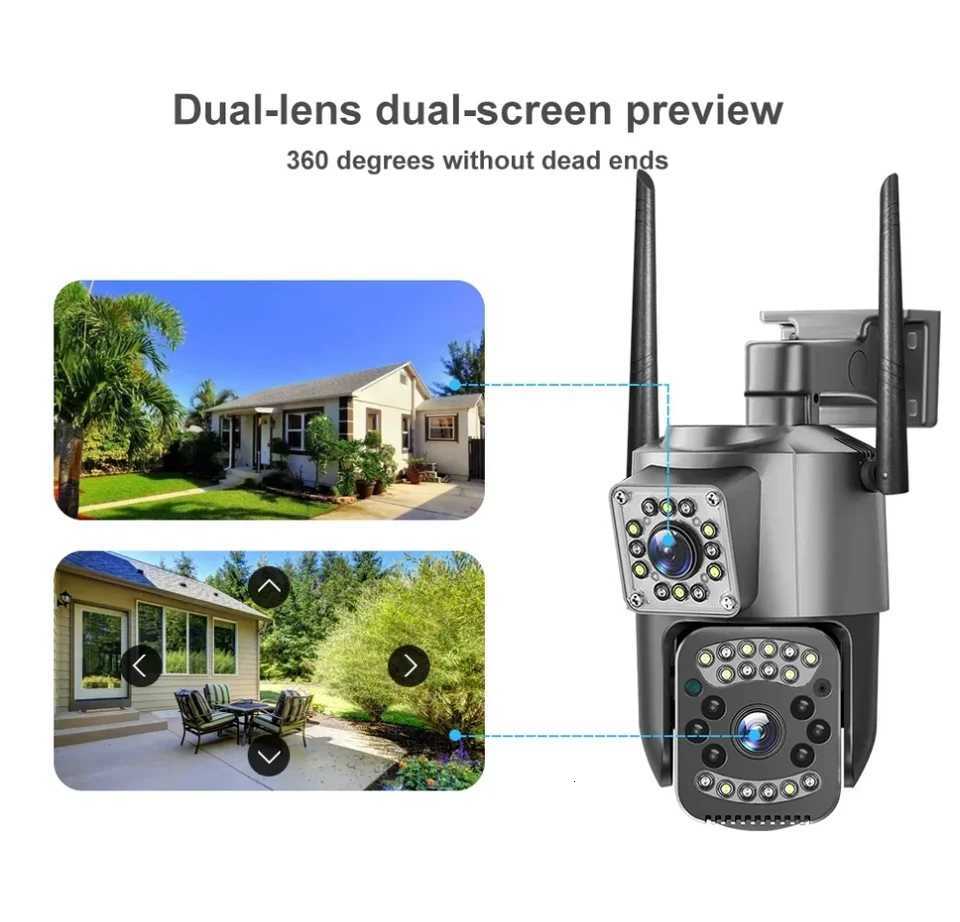 CCTV Security Protection 4K 8MP Dual Lens WiFi IP Camera Night Vision Ai Human Detect PTZ Outdoor Video Wireless Camara H251103