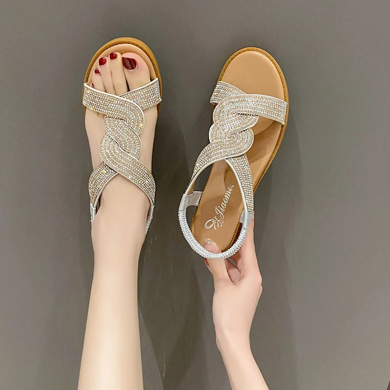 Summer Platform Sandals Women Fashion Casual Roman Shoes Female Solid Color Crystal Sandalias Mujer 251030