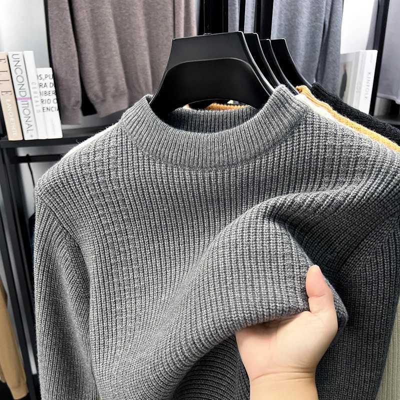 Premium solid color round neck knitted sweater men high-quality thicken warm autumn winter fashion soft comfort casual pulloverT251103