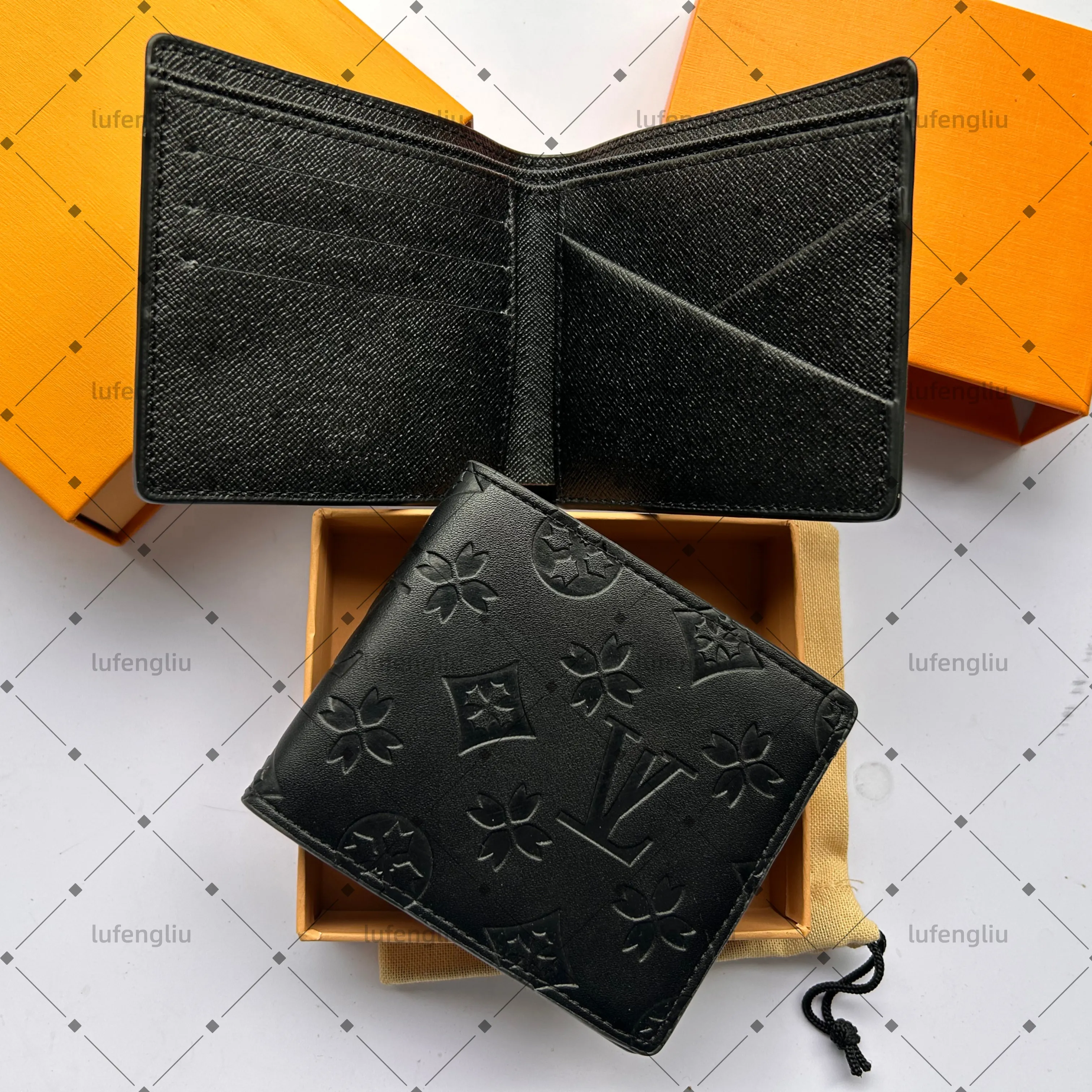 Designer mens wallets luxury Multiple purses embossed flower letter Shadow credit card holders male fashion short money clutch bag AAA