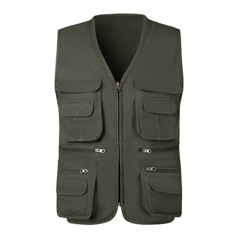2025 New Mens Fishing Photography Multi-Pocket Vest Outdoor Tactical Mountaineering Sports Vest Solid Color Breathable Sleeveles X250403