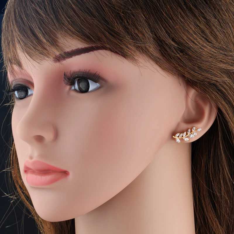 Punk Fashion Iced Out Leaf Clip Shape Earrings Female Gold Color Cubic Zirconia Ear Cuff For Women Vintage Jewelry Gift 2025 C251103