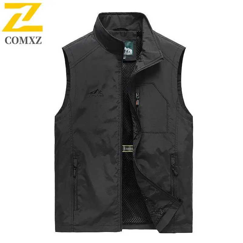 Spring and Autumn 6xl Vest Mens Techwear Zipper Pocket Sleeveless Work Jacket Reporter Director Photography Windproof Waistcoat X250403