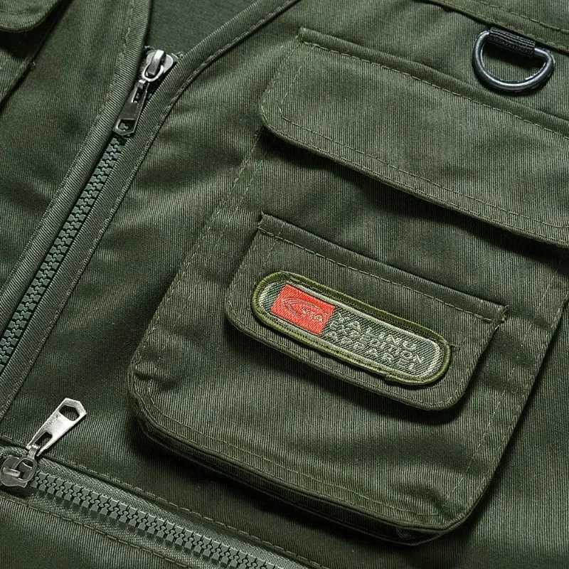 Mens Fishing Photography Multi-Pocket Vest Outdoor Tactical Mountaineering Sports Vest Solid Color Breathable Sleeveless Jacket X2504035