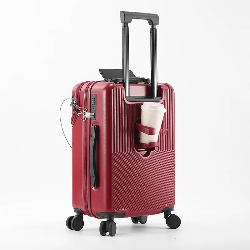 2024 New Durable Lage Sets Suitcase Front Open TSA Lock USB Slient Spinner Wheel Charging Men Carry-On Travel 20/22/24/26